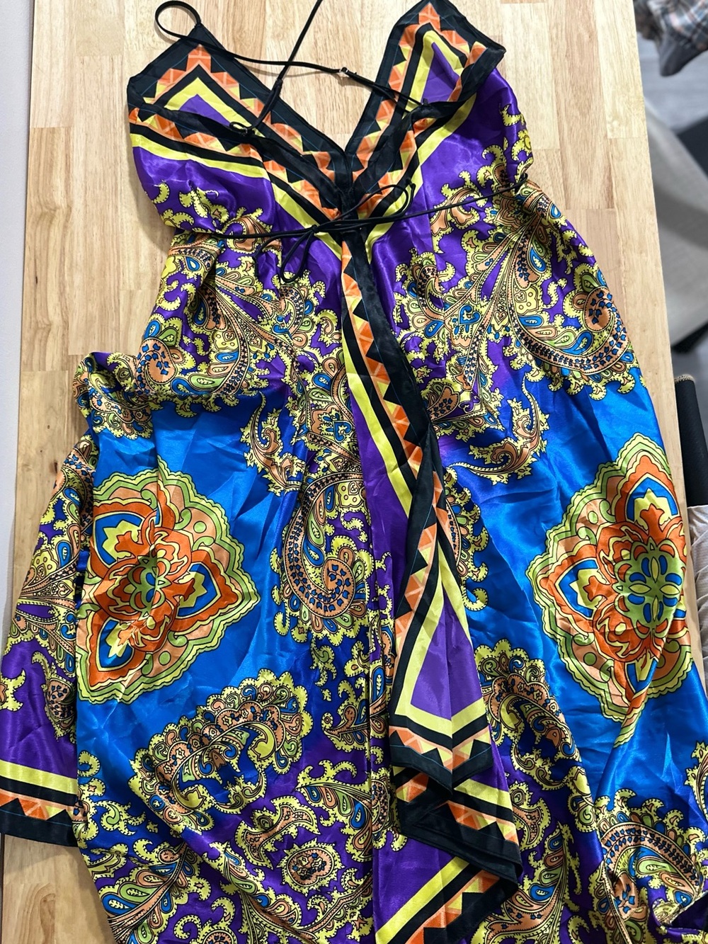 Vintage Rubber Ducky Productions, Inc. Purple and Blue Paisley Y2K Scarf Dress - Picture 4 of 4
